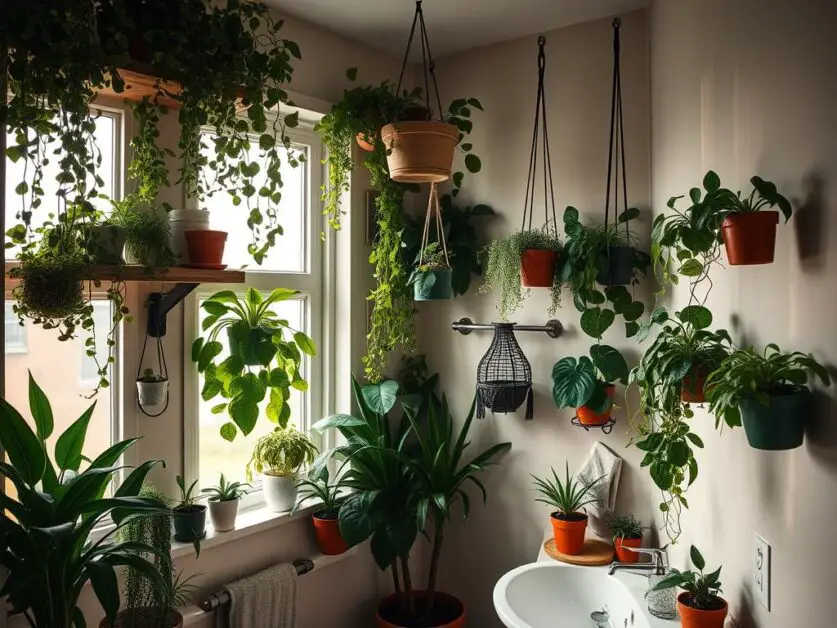 Ways to Display Plants in a Windowless Bathroom