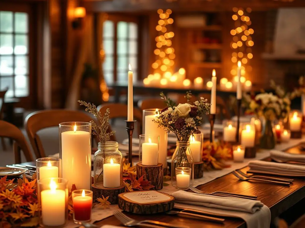 rustic fall wedding shower lighting