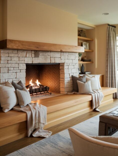 30 Inspiring Fireplace Wooden Hearth Ideas