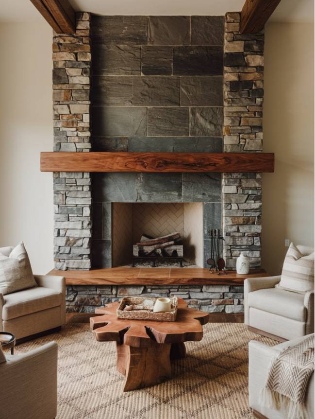 Fireplace Wooden Hearth Ideas