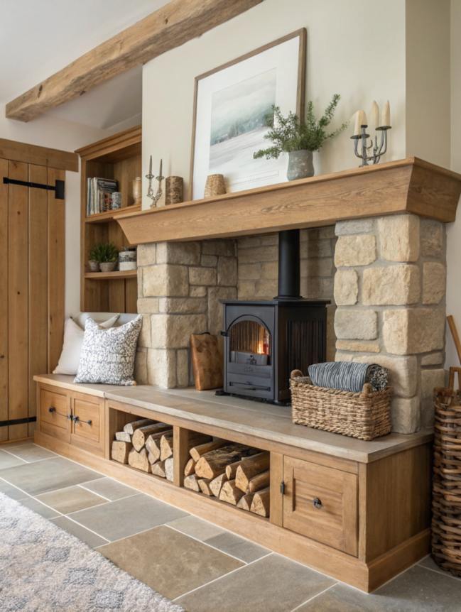 Fireplace Wooden Hearth Ideas