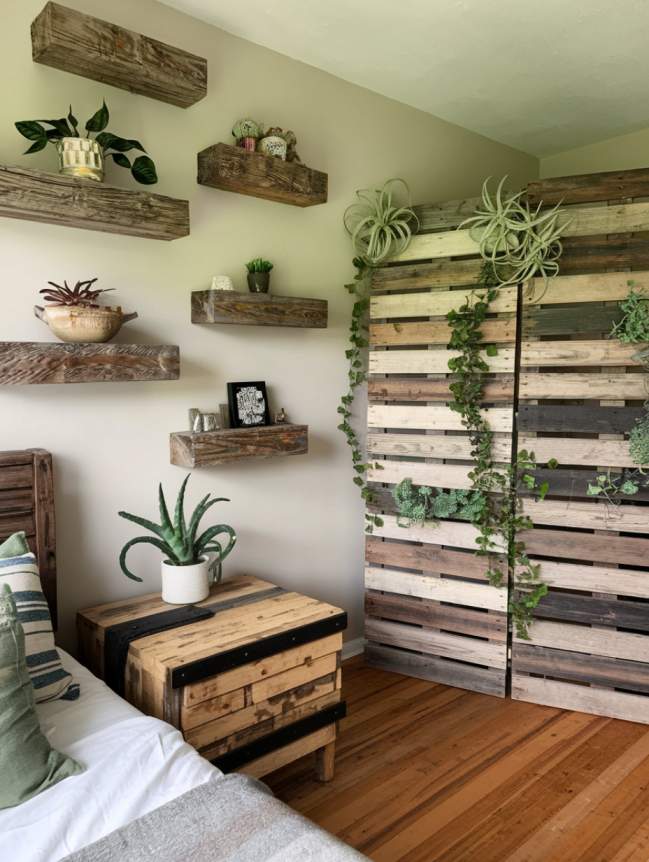 boho bedroom with plants