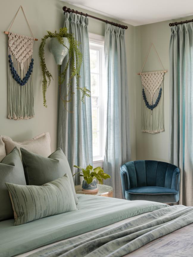 boho bedroom with plants