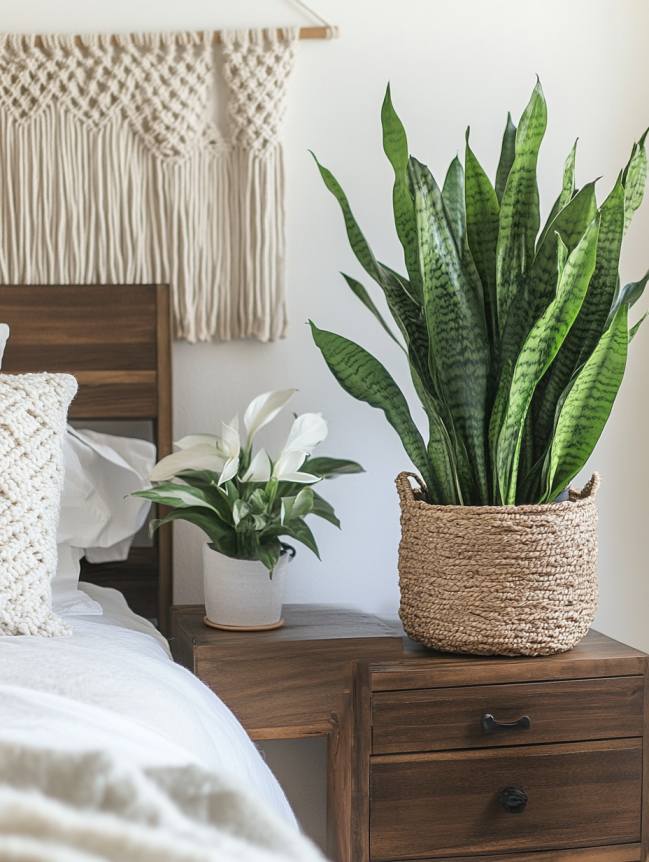 boho bedroom with plants