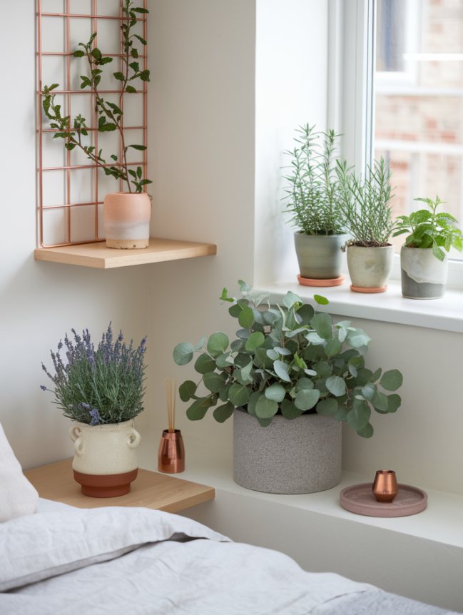 boho bedroom with plants