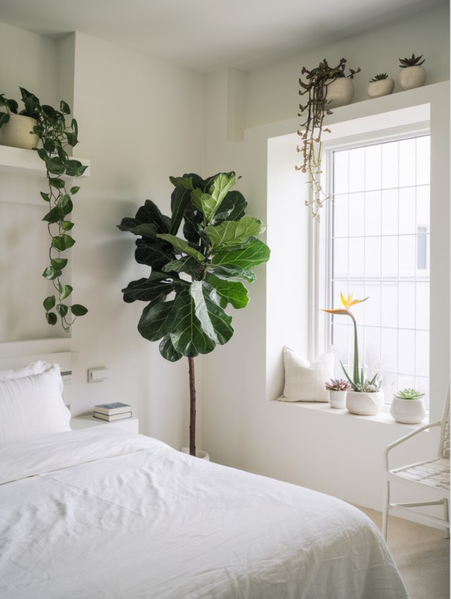 boho bedroom with plants