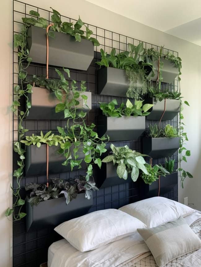 boho bedroom with plants