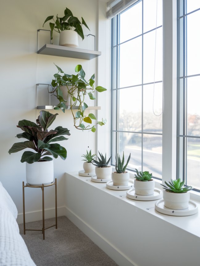 boho bedroom with plants