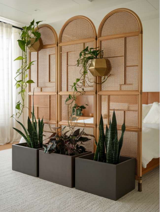 boho bedroom with plants