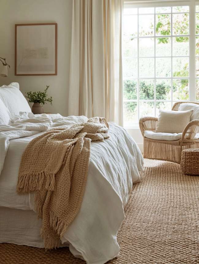 boho bedroom with plants