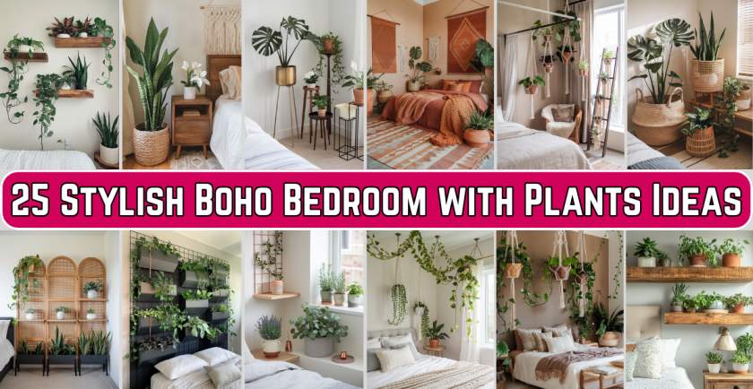 boho bedroom with plants