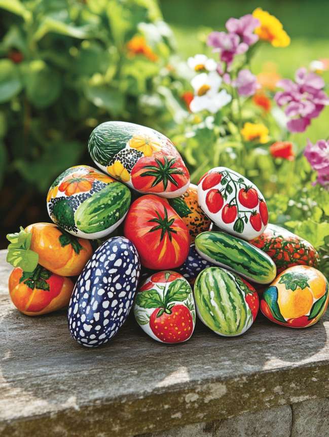 rock painting ideas for veggie garden