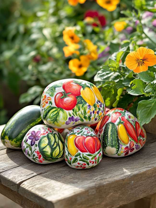 rock painting ideas for veggie garden