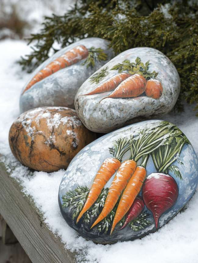 rock painting ideas for veggie garden