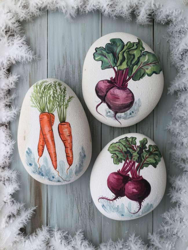 rock painting ideas for veggie garden