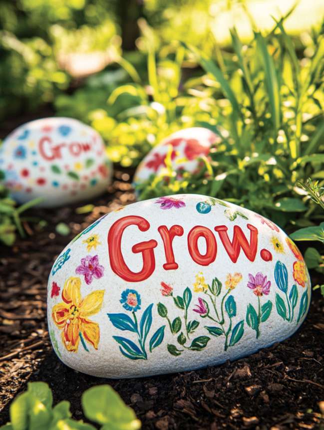 rock painting ideas for veggie garden