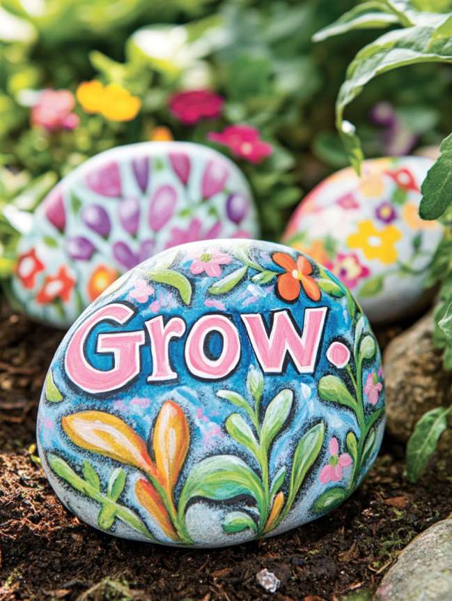 rock painting ideas for veggie garden