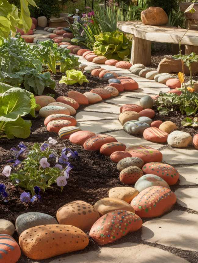 rock painting ideas for veggie garden