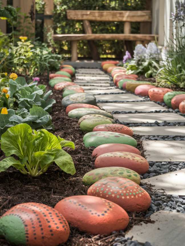 rock painting ideas for veggie garden