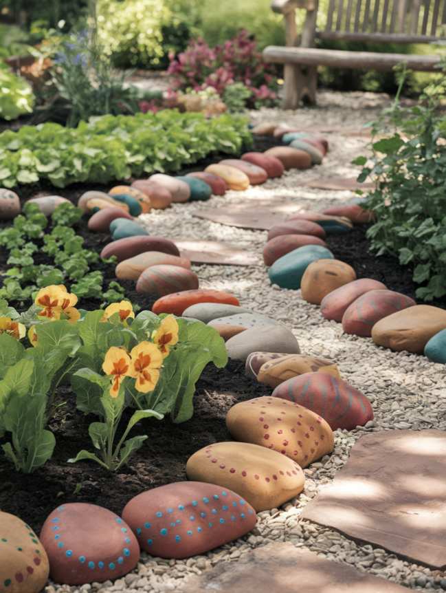 rock painting ideas for veggie garden