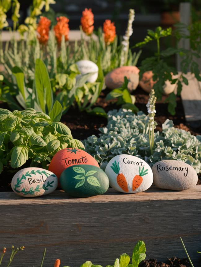 rock painting ideas for veggie garden